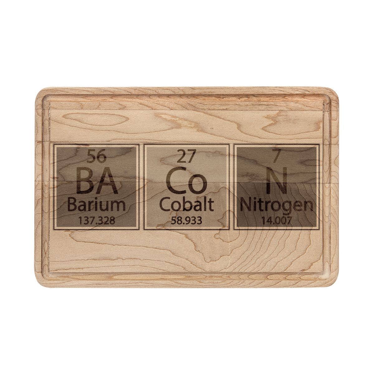 Engraved 'BaCoN' Periodic Table Cutting Board — Personalized Wooden Cutting/Serving Board for Chefs &amp; Food Lovers