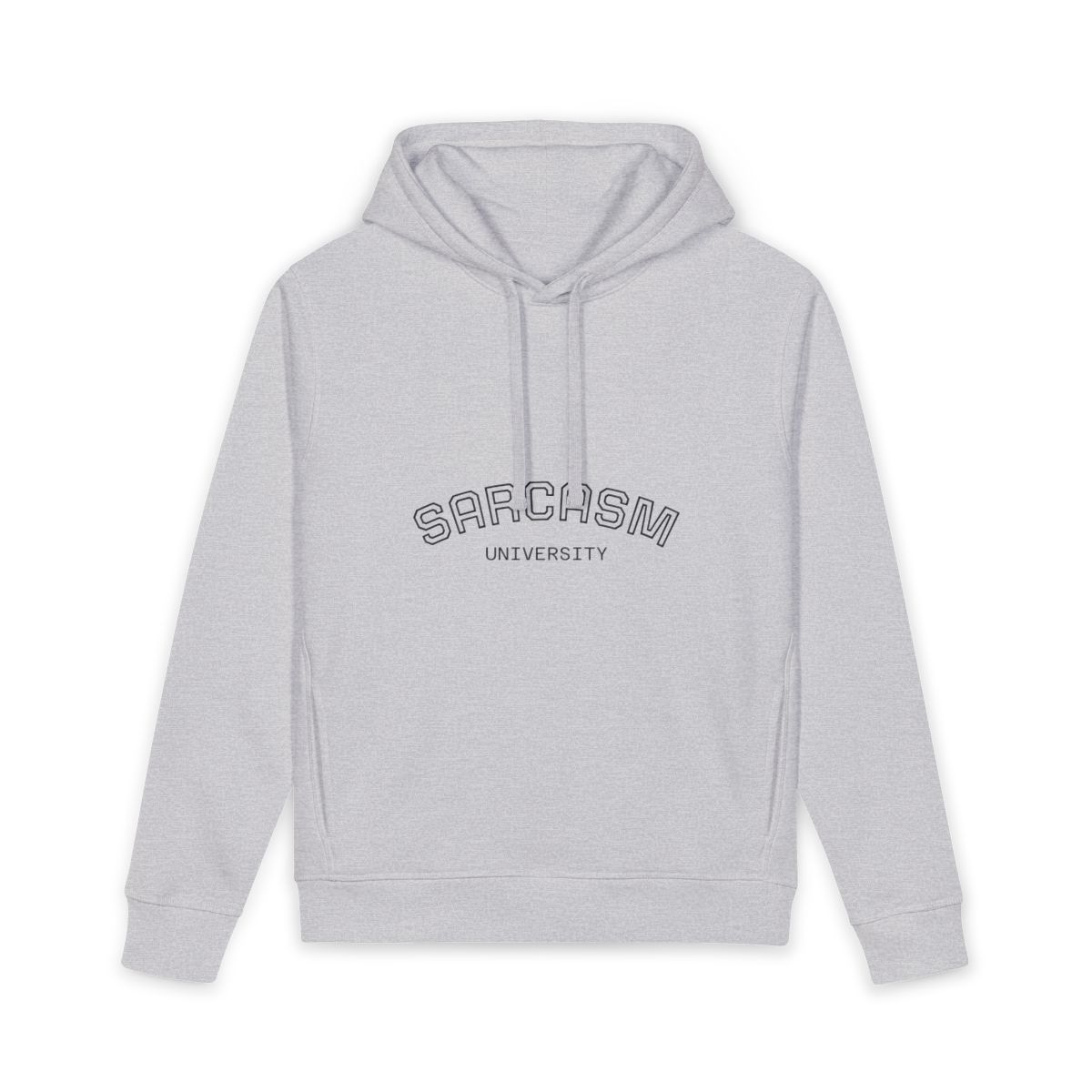 Sarcasm University Hoodie — Minimal Arch Logo Pullover, Stanley Stella Colors: Heather Grey, Clothing sizes: S