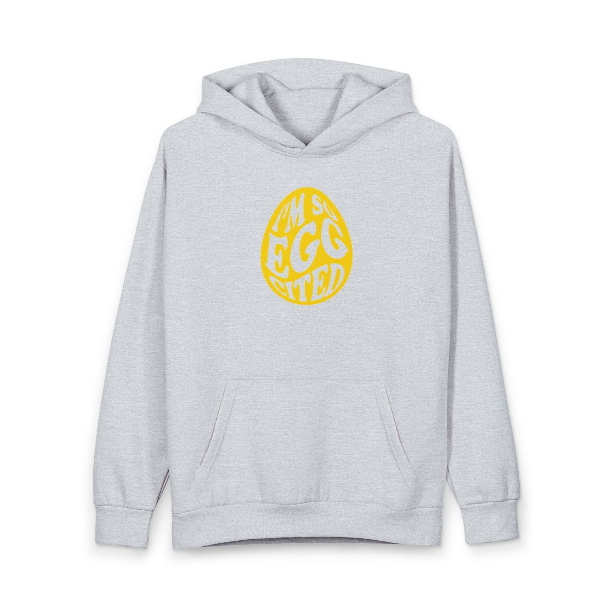 Easter 'I'm So Egg-cited' Hoodie — Cute Yellow Egg Graphic Pullover