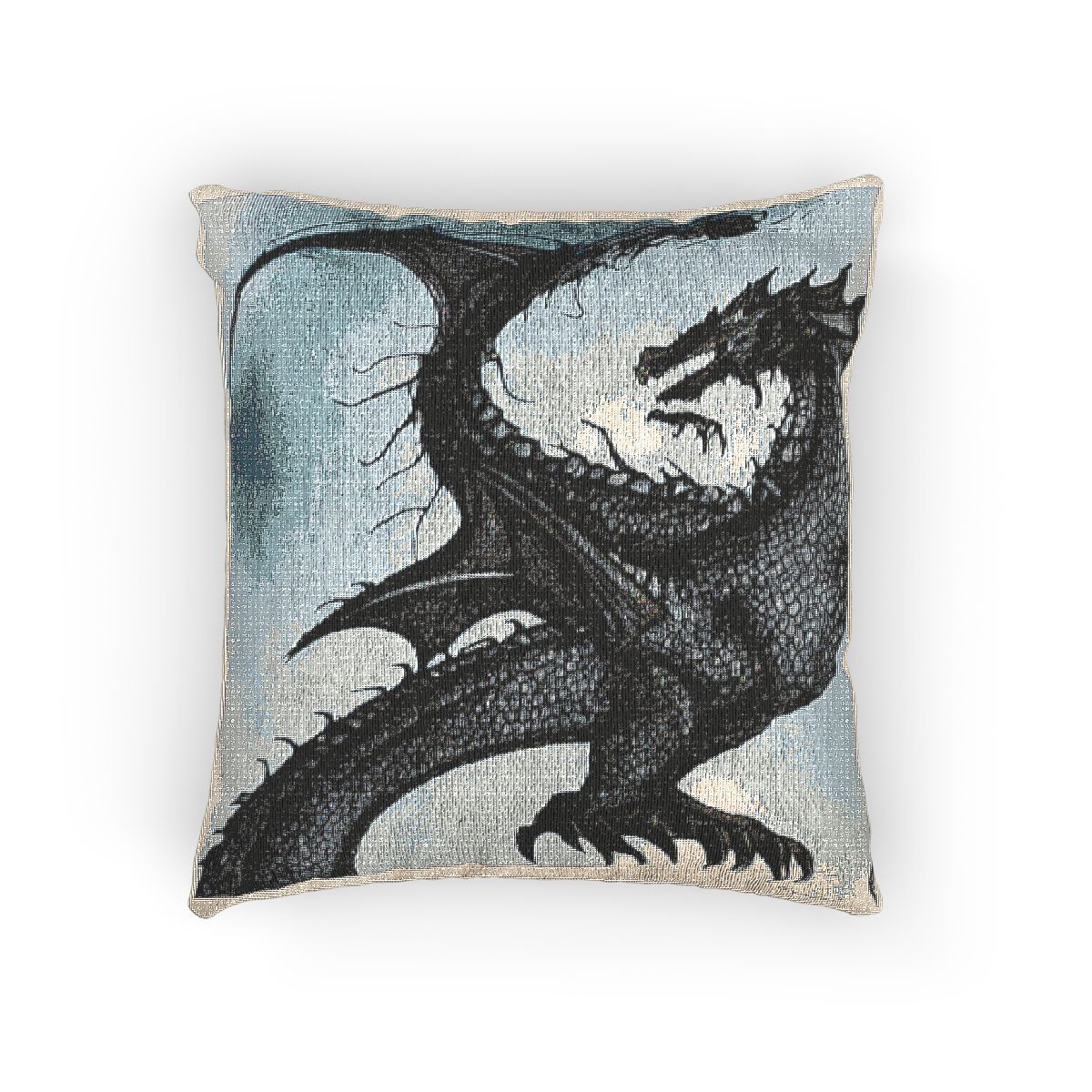 Woven Pillow — Gothic Dragon Needlepoint Decorative Pillow Woven Pillow — Gothic Dragon Needlepoint Decorative Pillow