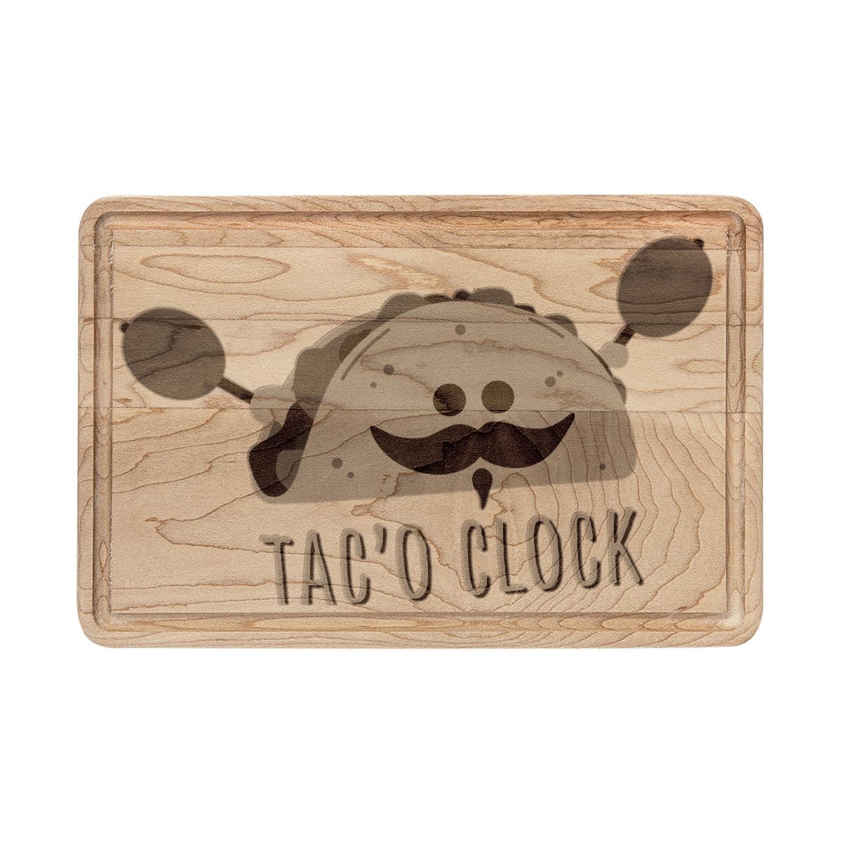 Taco Clock Engraved Wooden Cutting Board