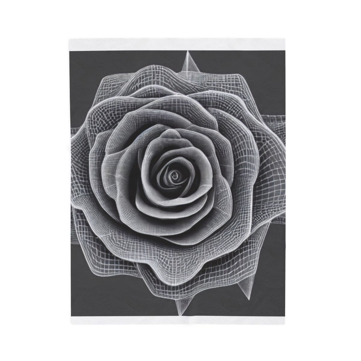 Plush Roses Throw Velveteen Plush Blanket — Monochrome Geometric Rose Throw (Black ...