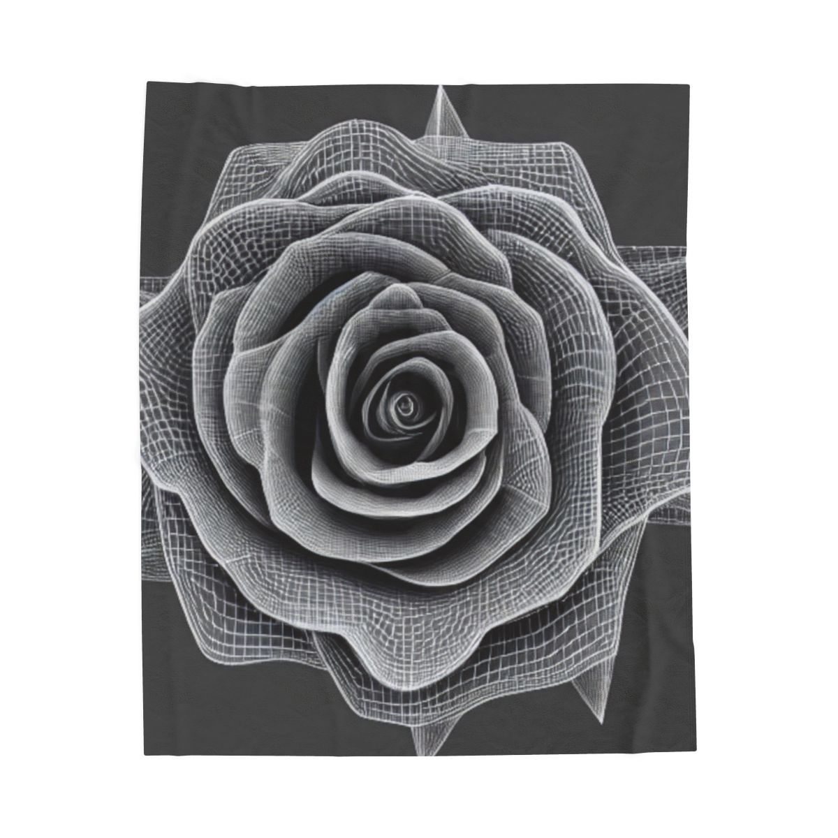 Velveteen Plush Blanket — Monochrome Geometric Rose Throw (Black &amp; White Floral)