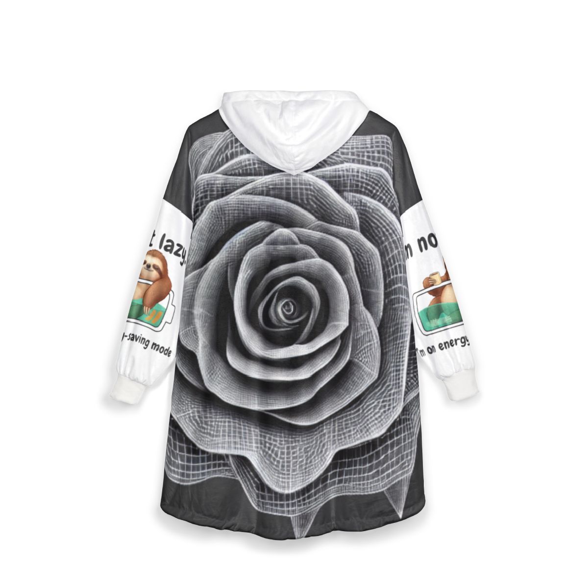 Black &amp; White Rose Hooded Blanket — Cozy Floral Oversized Throw