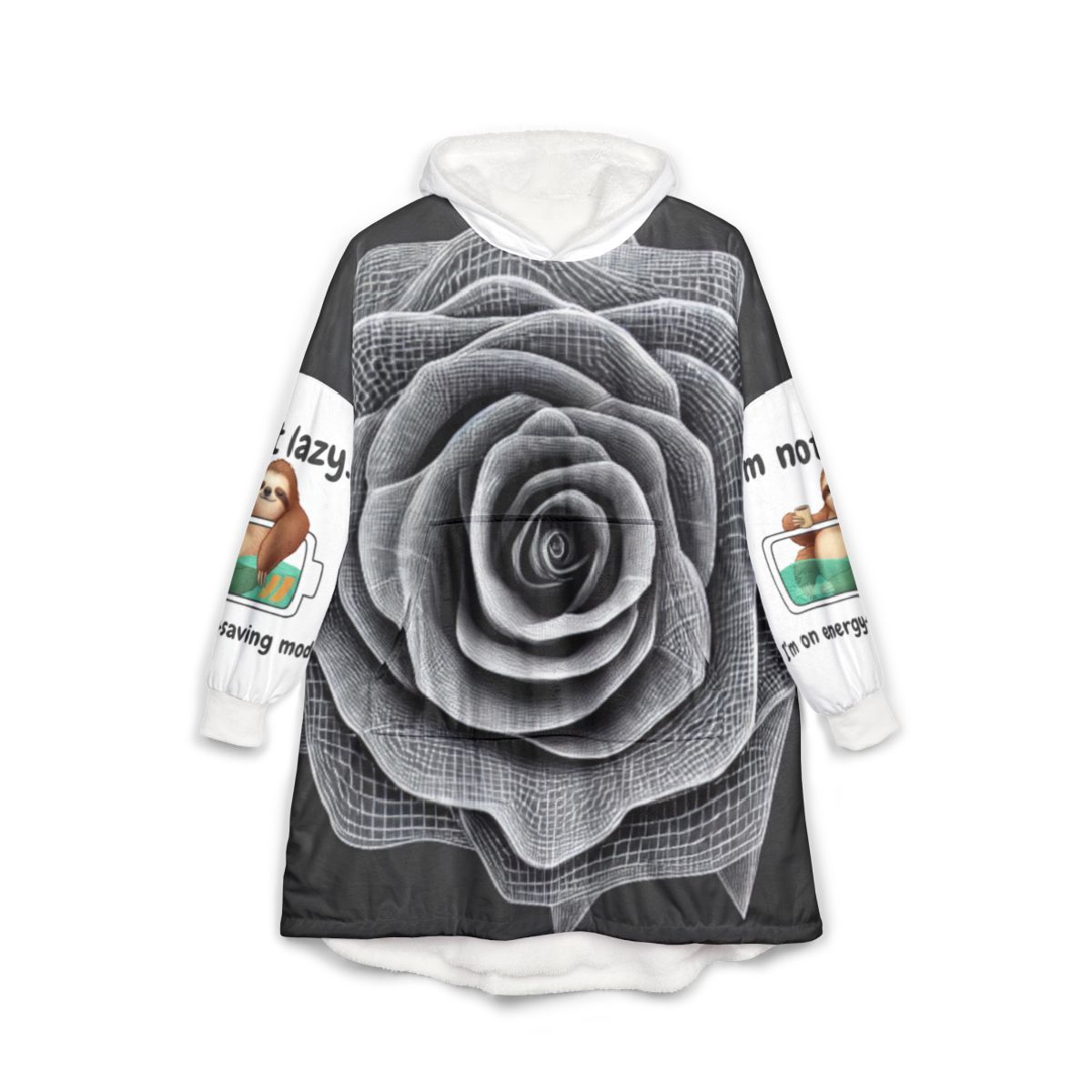 Black &amp; White Rose Hooded Blanket — Cozy Floral Oversized Throw