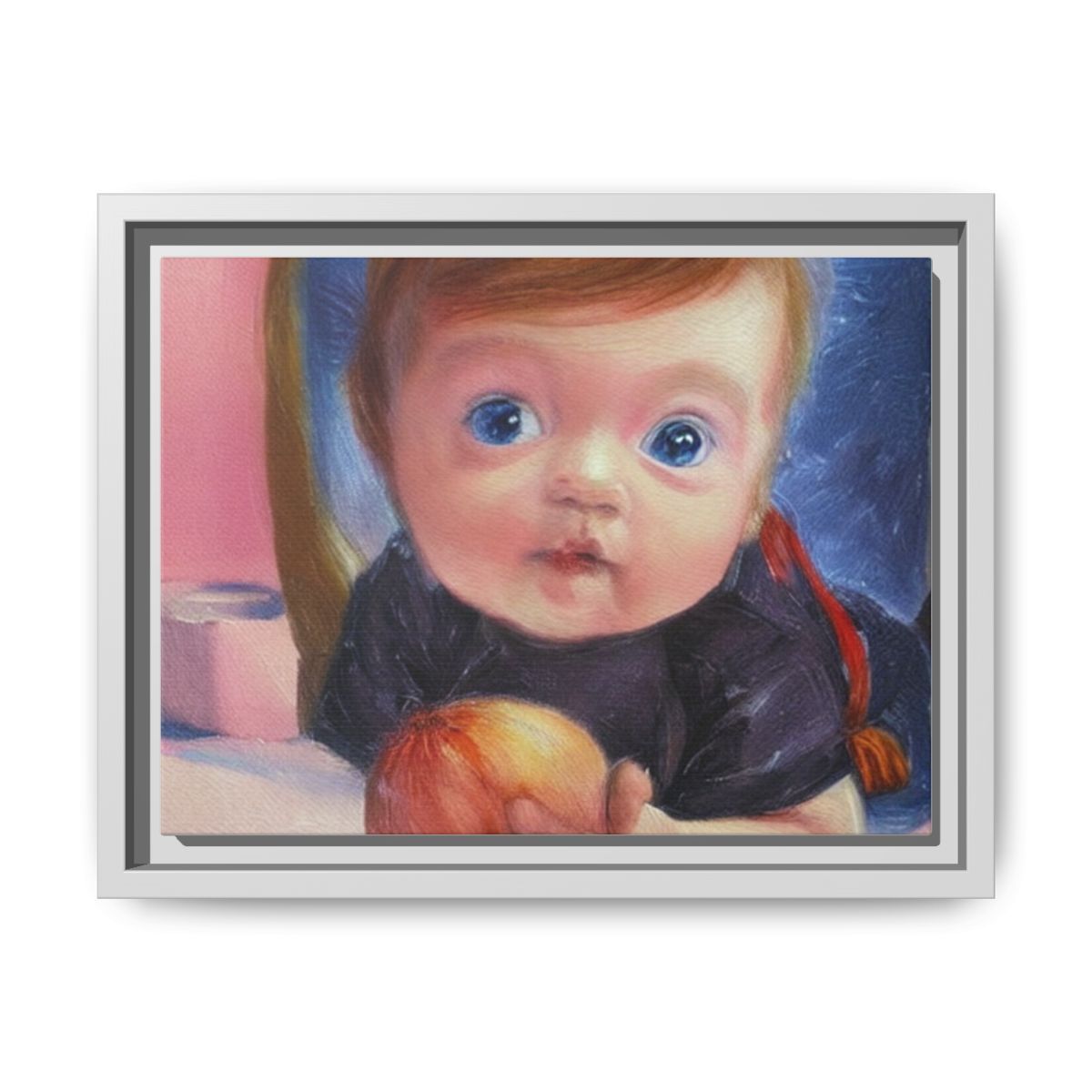 Framed Matte Canvas Baby Portrait Art Print — Cute Wide-Eyed Nursery Decor