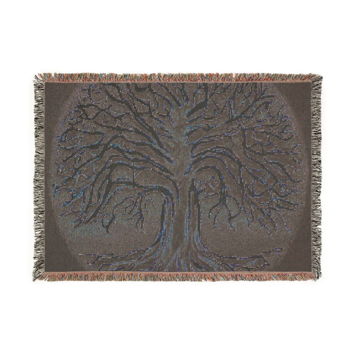 Woven Blanket: Golden Tree of Life Throw (Bohemian Decorative Tapestry Blanket)