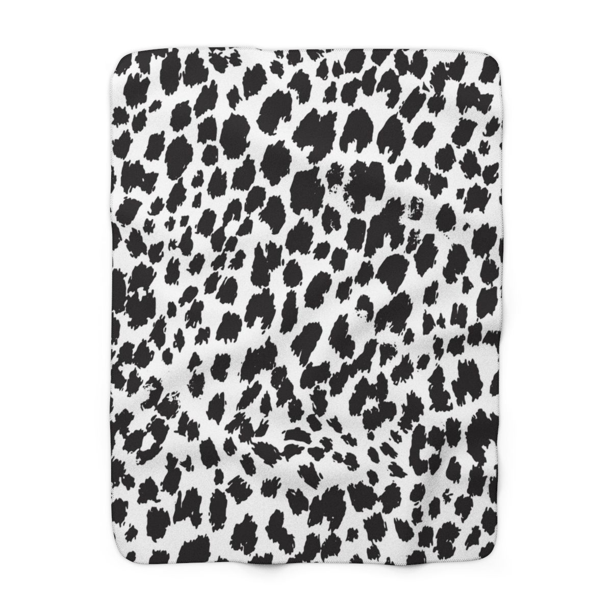 Dalmatian Print Sherpa Blanket - Plush Black &amp; White Cozy Throw