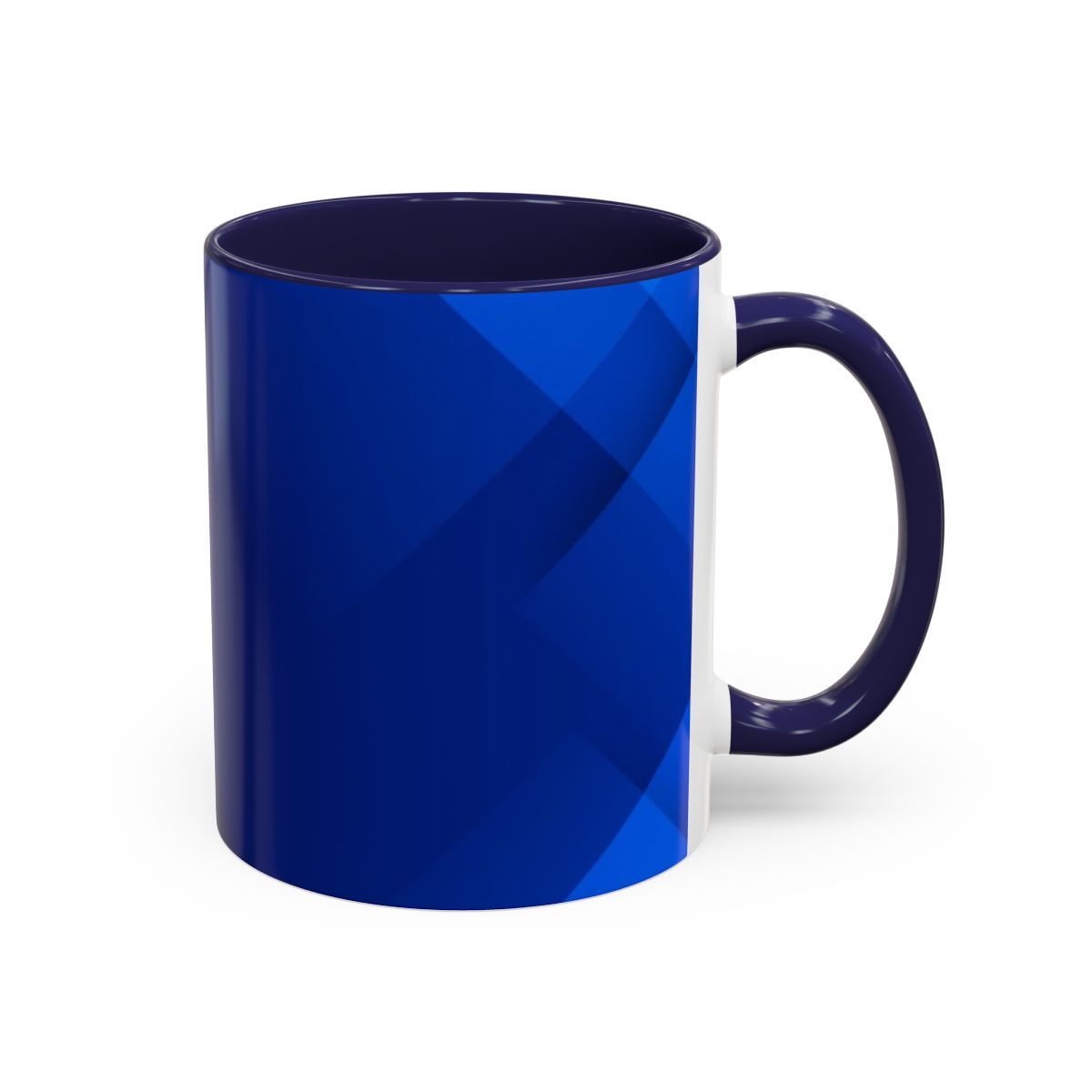 Blue Accent Coffee Mug – Deep Navy Geometric 11/15oz Ceramic