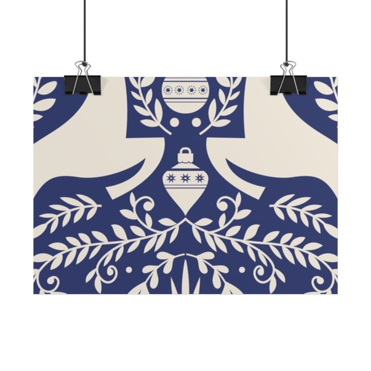 Blue Folk Floral Poster, Art &amp; wall decor sizes: 7" x 5" (Horizontal), Paper finish: Fine Art