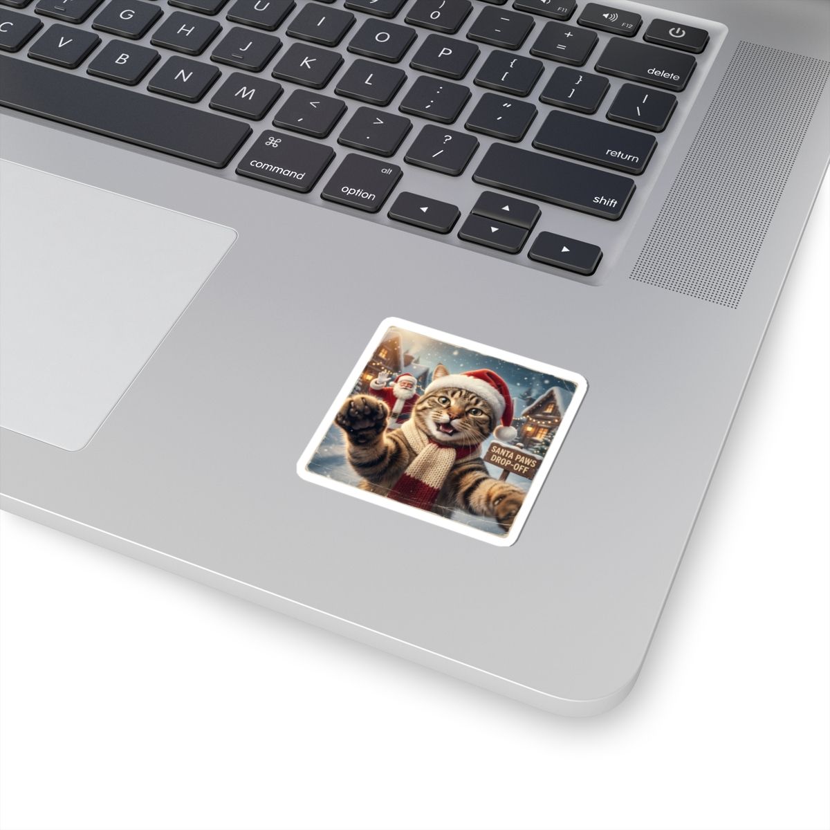 Realistic Santa Cat Sticker, Nostalgic Christmas Portrait