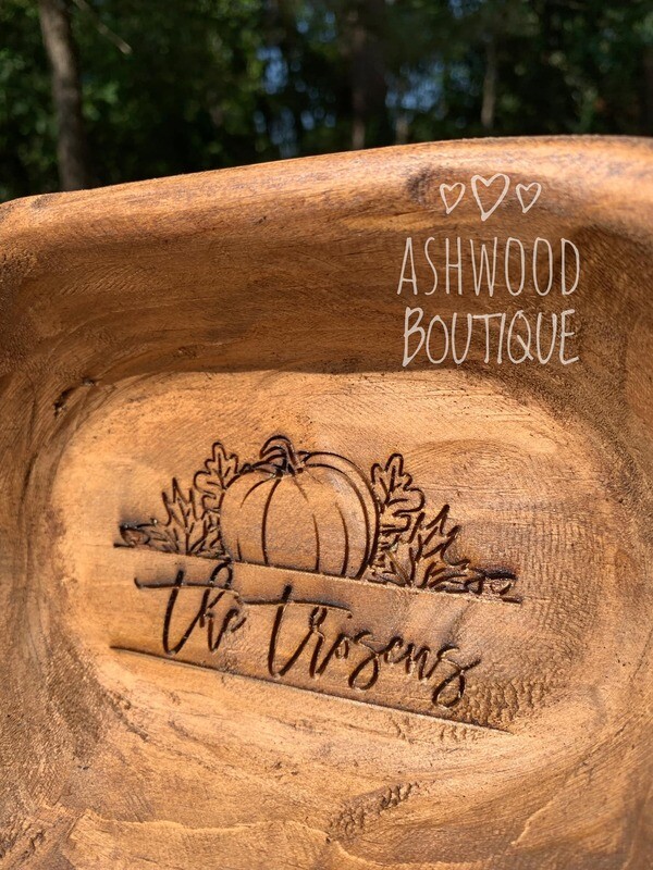 Engraved Mini Wooden Dough Bowl
