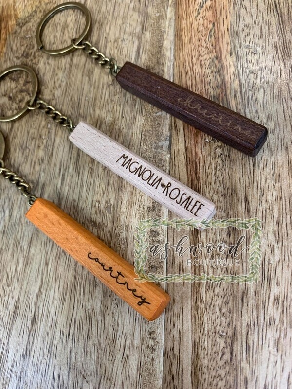 Wooden Bar Engraved Keychain