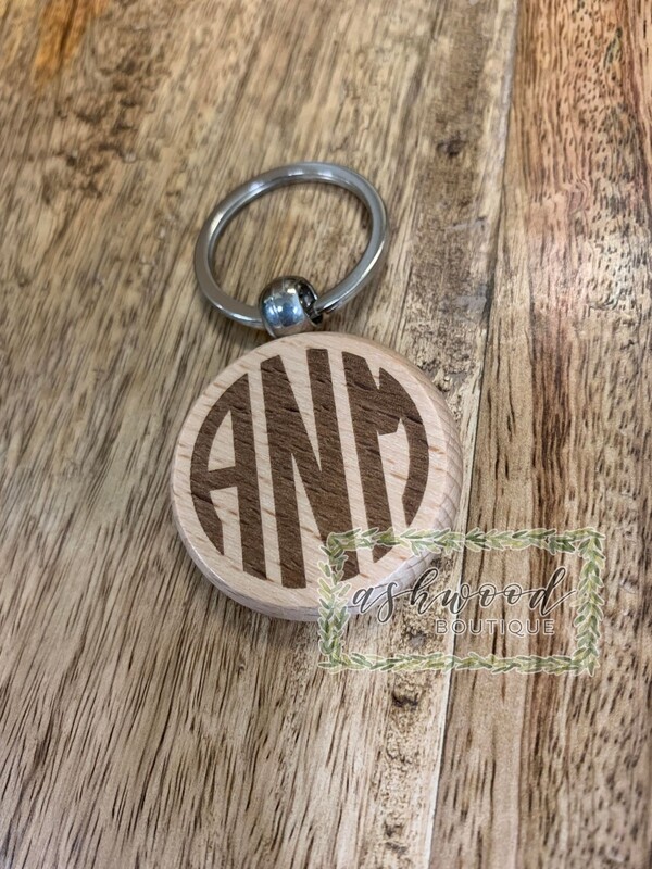 Round Wooden Disc Keychain