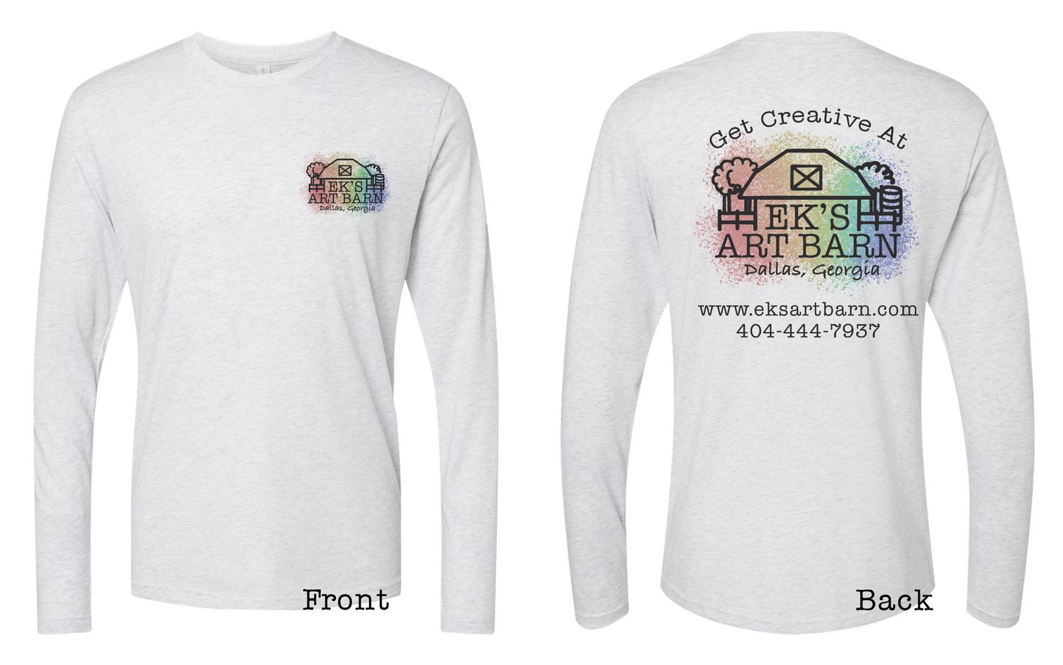 EK&#39;s Art Barn Long Sleeve Heather White Logo Tee