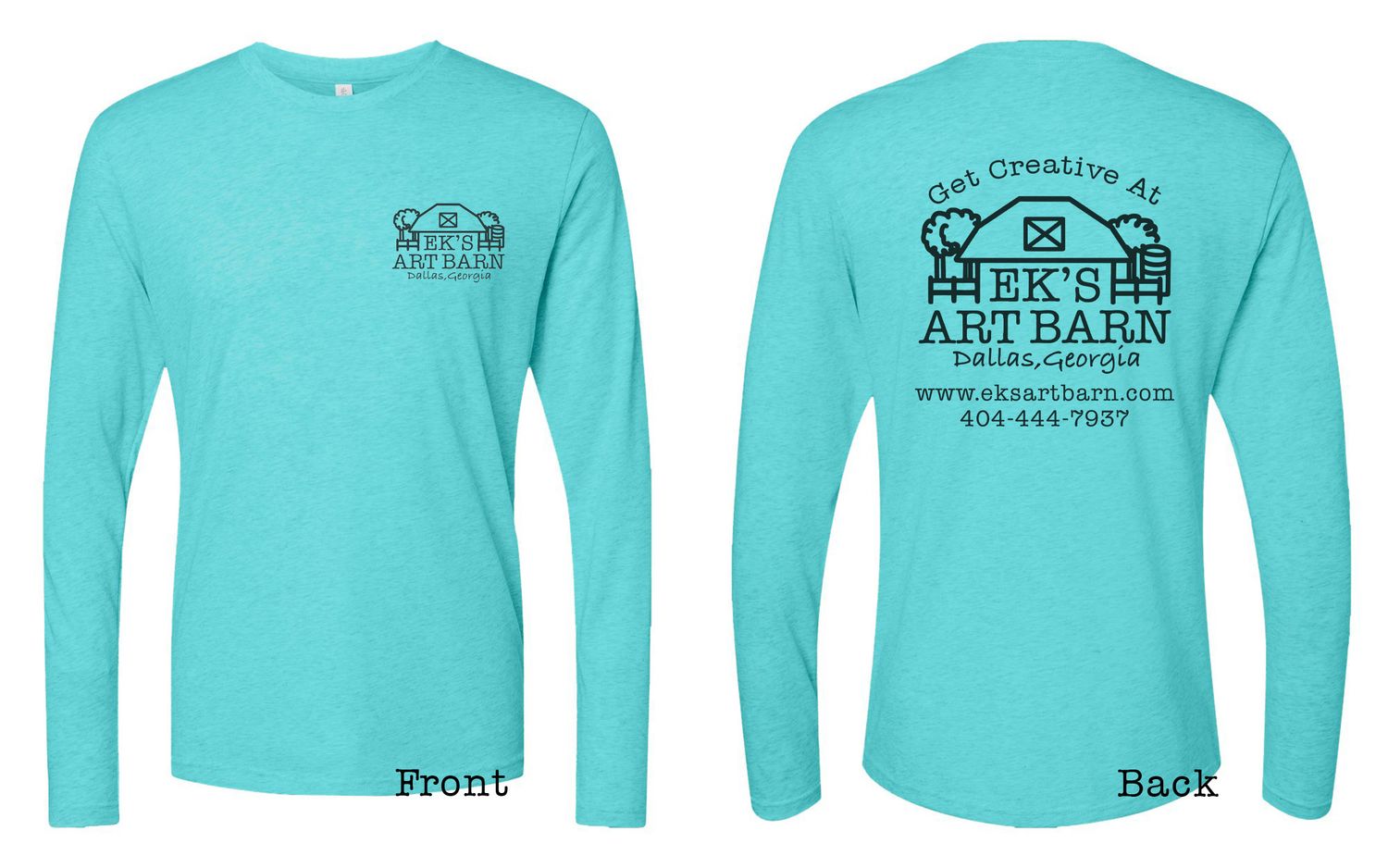 EK&#39;s Art Barn Long Sleeve Tahiti Blue Logo Tee