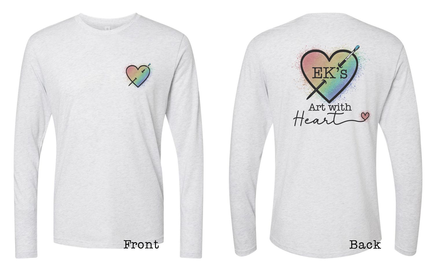 EK&#39;s Art with Heart Long Sleeve Heather White Logo Tee