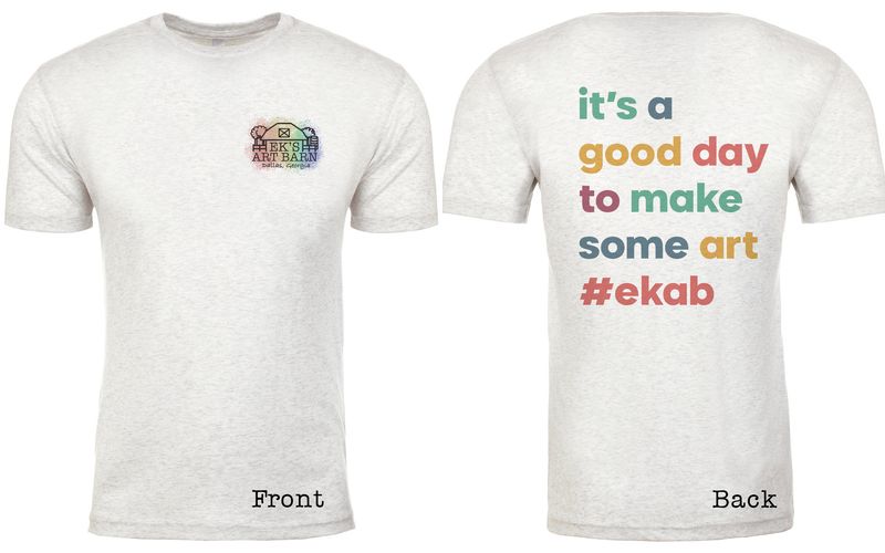 EK&#39;s Art Barn It&#39;s A Good Day To Make Some Art YOUTH Heather White Logo Tee