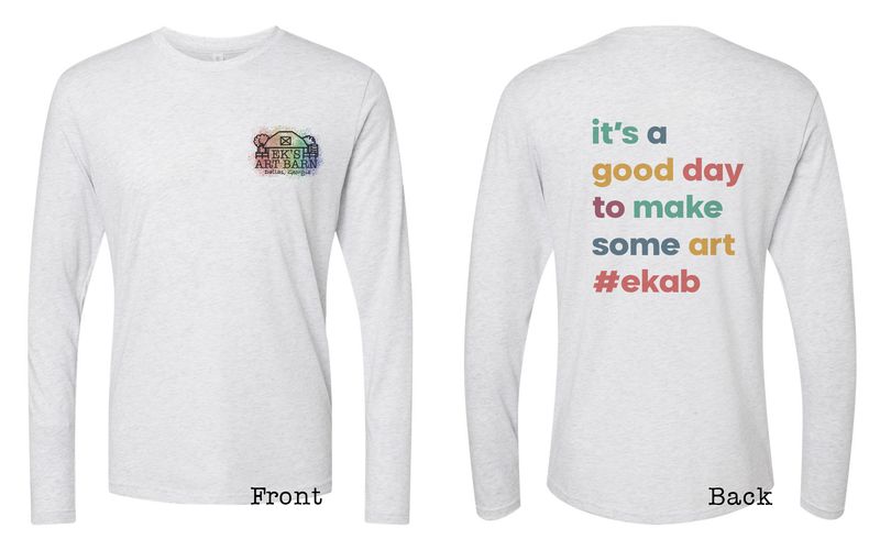 EK&#39;s Art Barn It&#39;s A Good Day To Make Some Art Long Sleeve Heather White Logo Tee