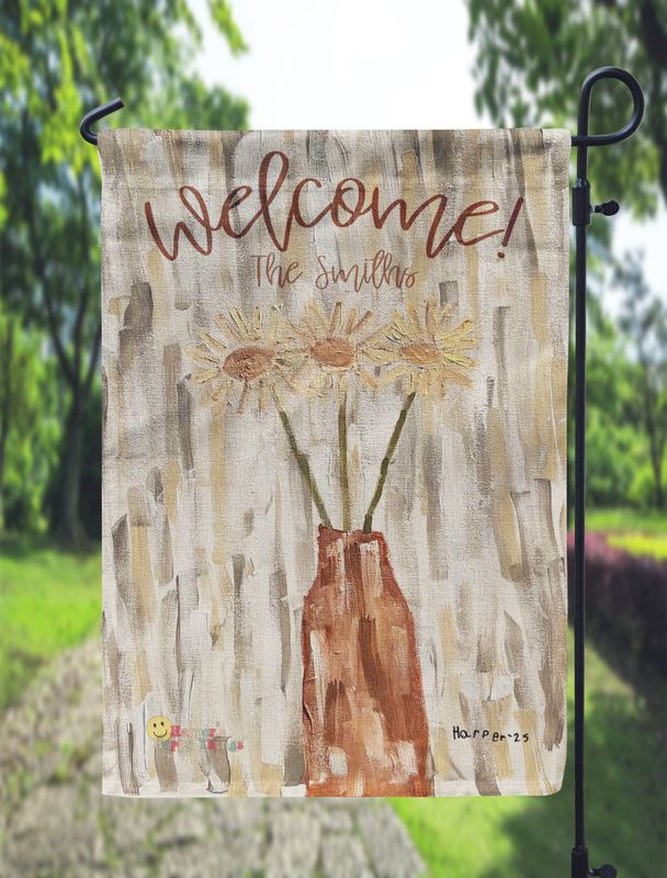 Harper&#39;s Happy Things Floral Painted Garden Flag