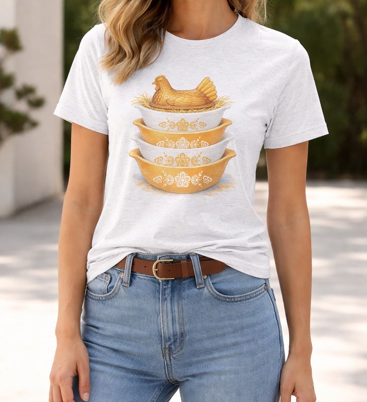 Hen on a Nest Vintage Pyrex Sourdough Tee Shirt