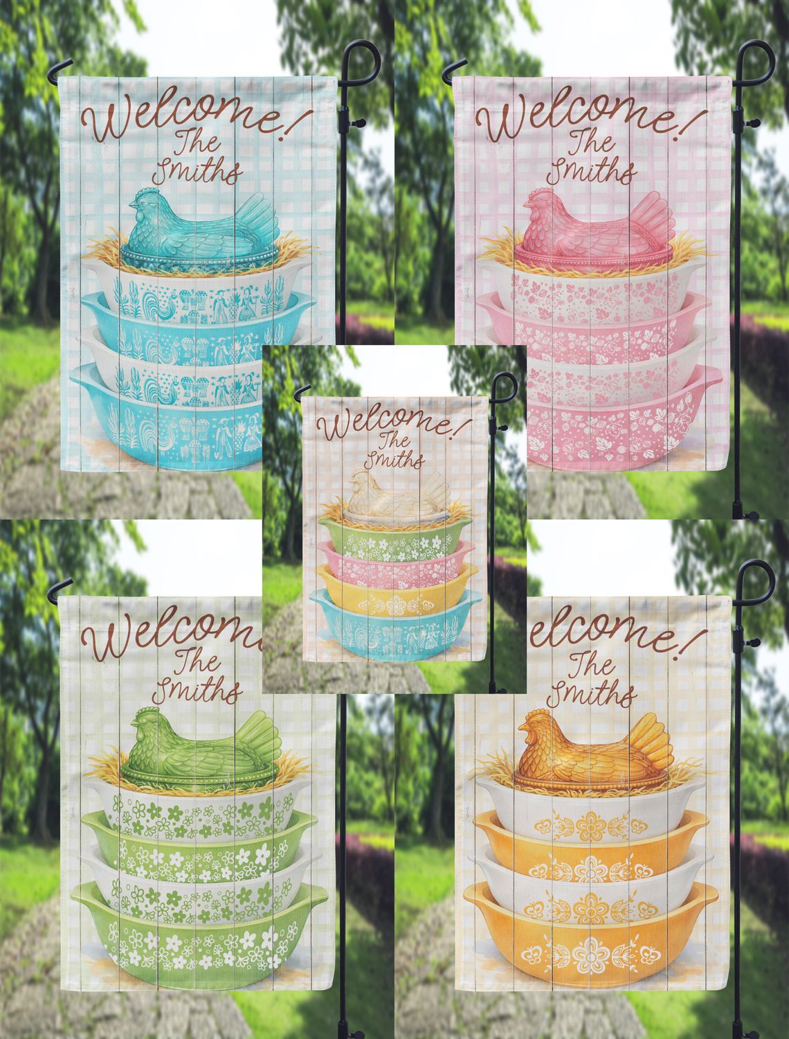 Vintage Pyrex Hen on a Nest Garden Flag