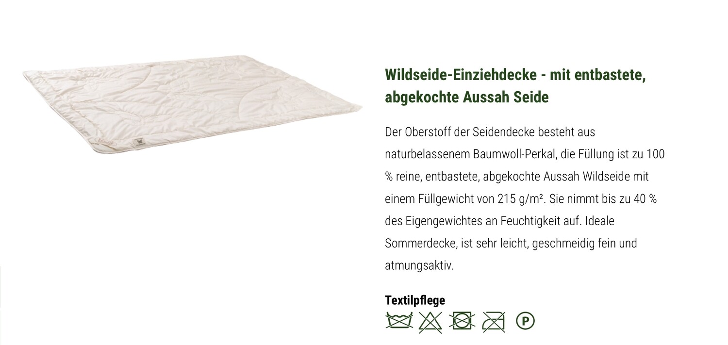 Relax Wildseiden-Zudecke | gefüllt mit Aussah Wildseide, Breite: 135 x 200 cm