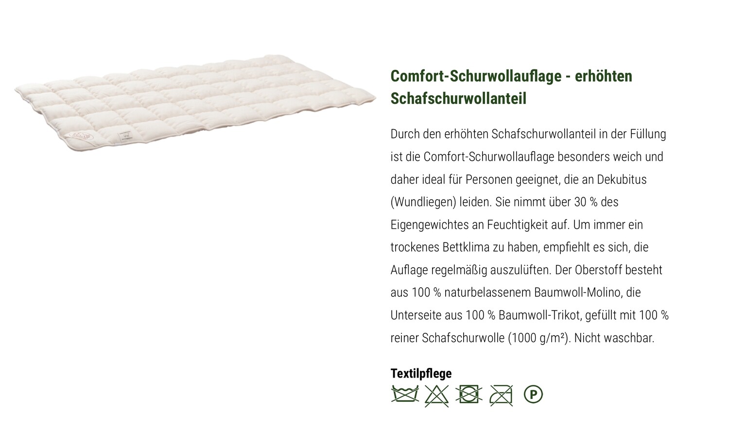 Relax Schurwollauflage Comfort, Breite: 180