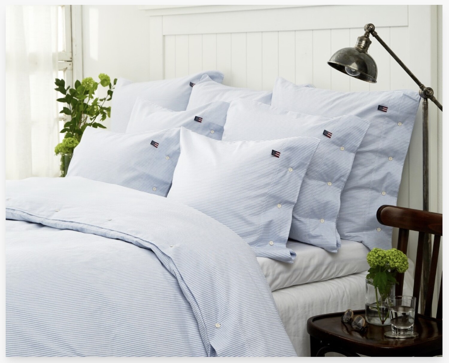 Lexington Icons Pin Point Bettwäsche hellblau/weiß gestreift, Bett- und Kissenbezüge: 40 x 40 cm