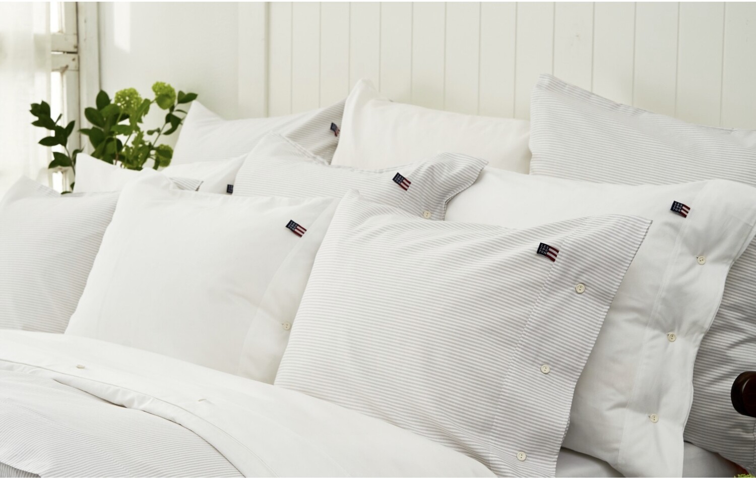 Lexington Icons Pin Point Bettwäsche grau/weiß gestreift, Bett- und Kissenbezüge: 40 x 40 cm
