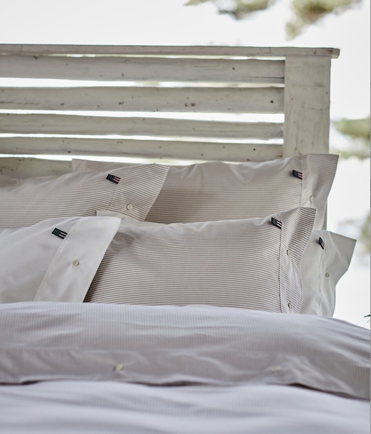 Lexington Icons Pin Point Bettwäsche beige/weiß gestreift, Bett- und Kissenbezüge: 40 x 40 cm