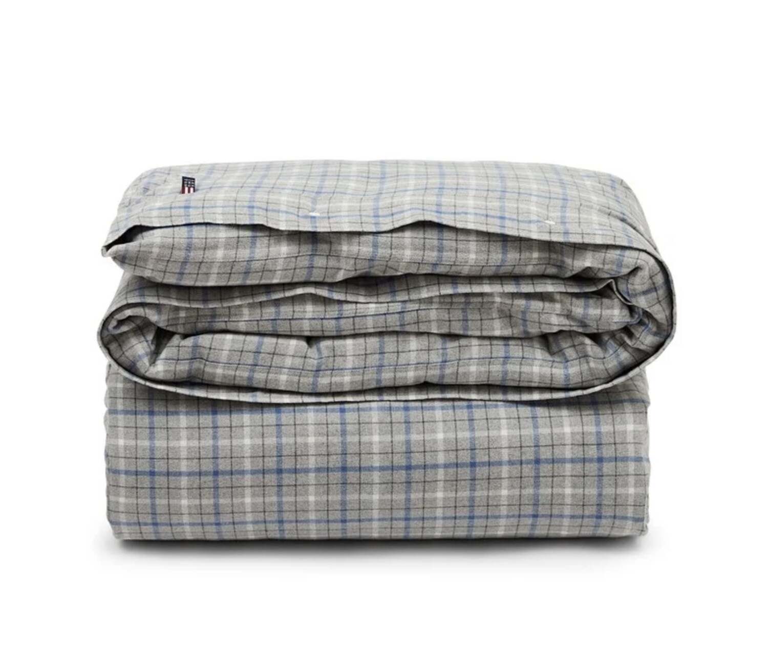 Lexington Flanell Bettwäsche grau/blau kariert, Bett- und Kissenbezüge: 40 x 40 cm