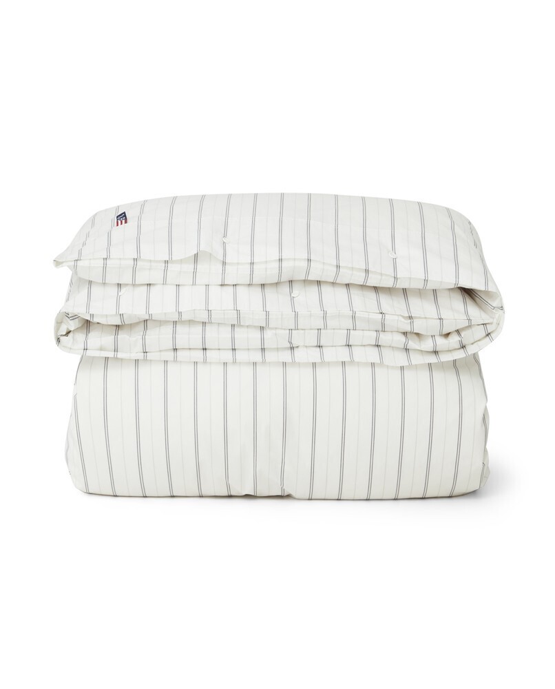 Lexington Bettbezug Baumwolle Weiß mit grauen Streifen
