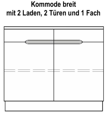 Relax Massivholz Kommode breit, mit 2x Schubladen, 2x Türen, 1x Fachboden