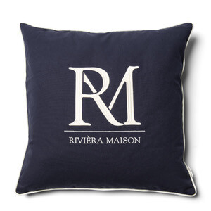 Riviera Maison Kissenbezug Monogram blau/weiss 60x60