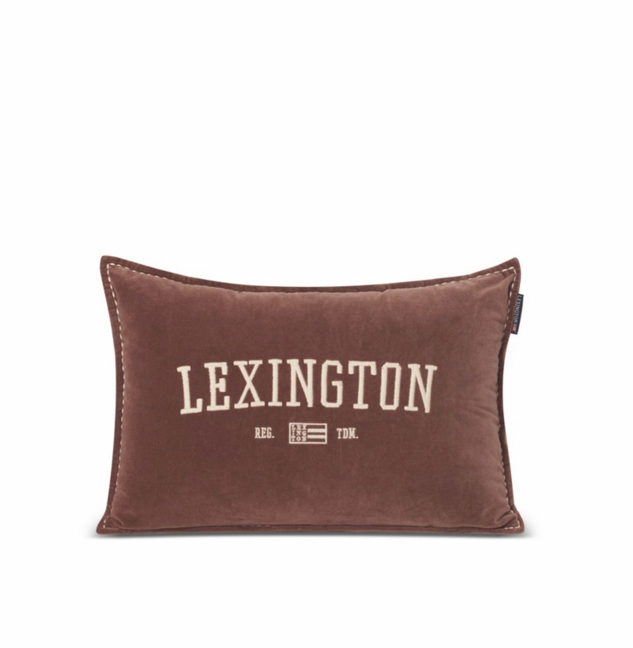 Lexington Samt Kissen Logo braun 40x60cm