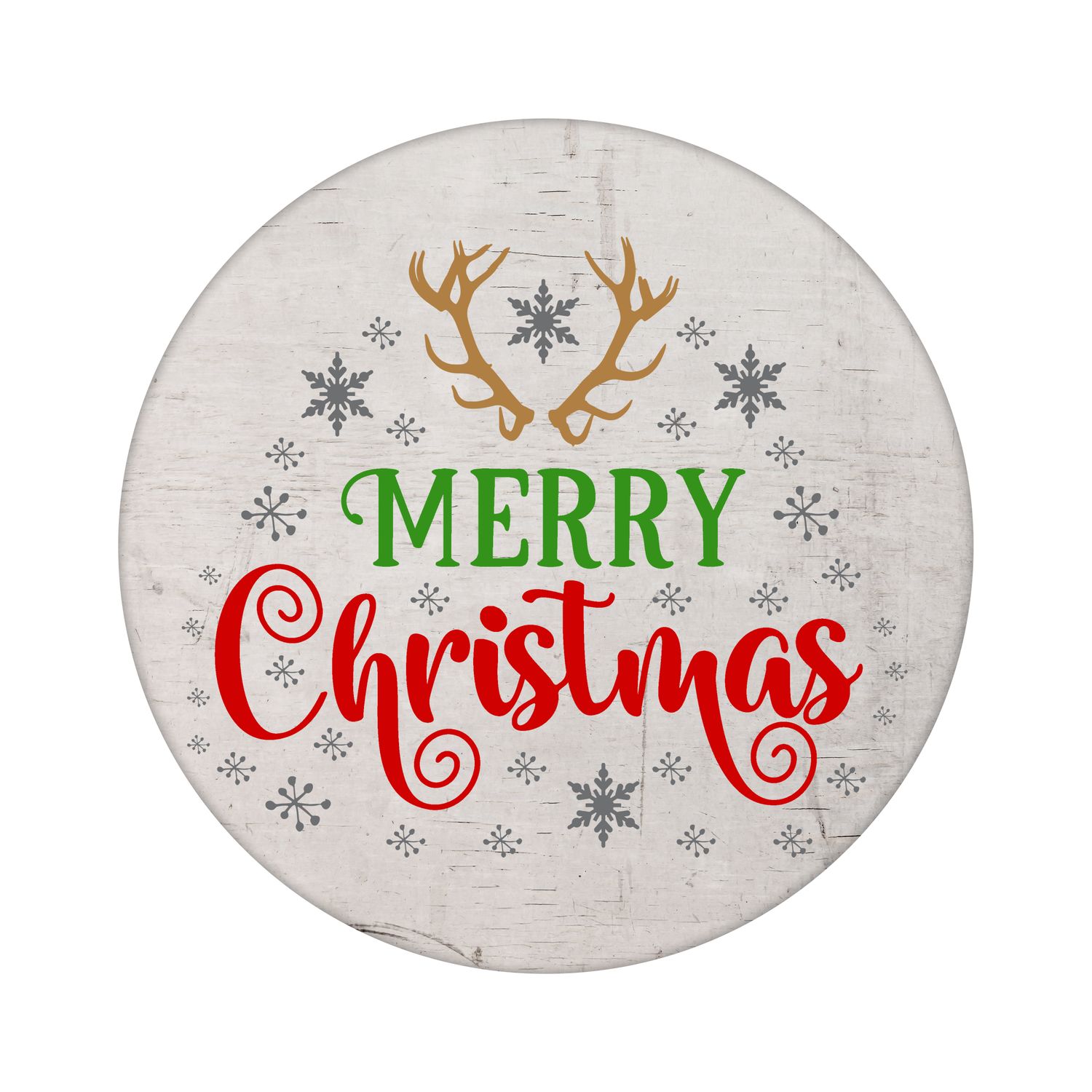 Merry Christmas Round Metal Sign