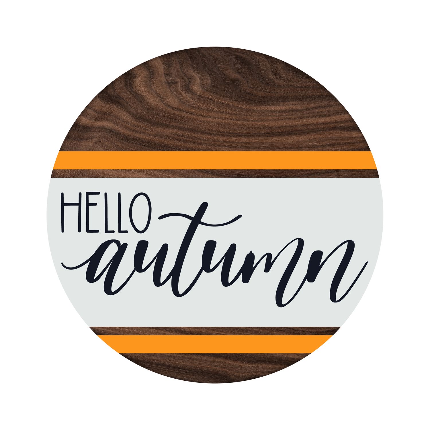 Hello Autumn Round Metal Sign