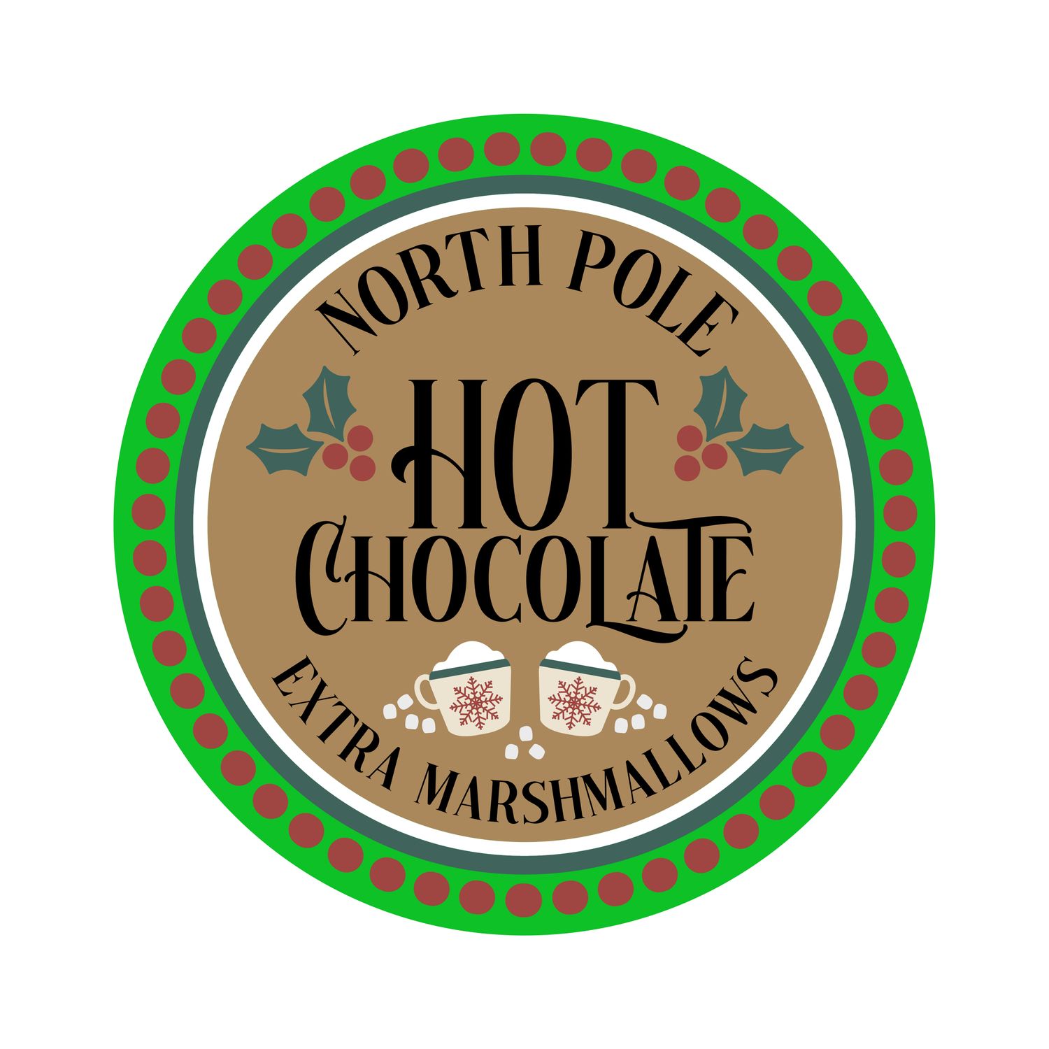 North Pole Hot Chocolate Round Metal Sign