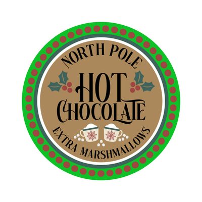 North Pole Hot Chocolate Round Metal Sign