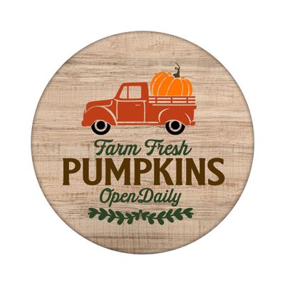 Farm Fresh Pumpkins Round Metal Sign