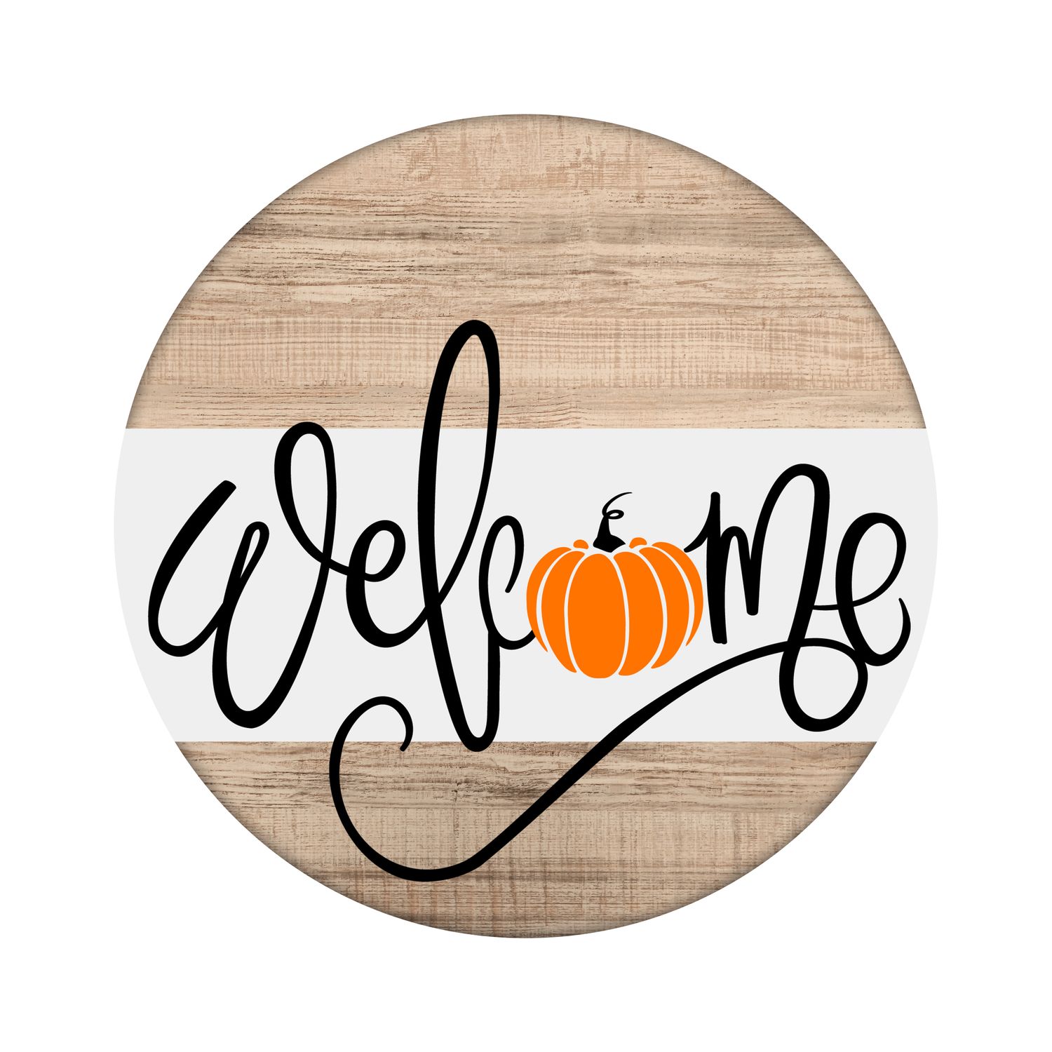 Welcome Pumpkin Round Metal Sign