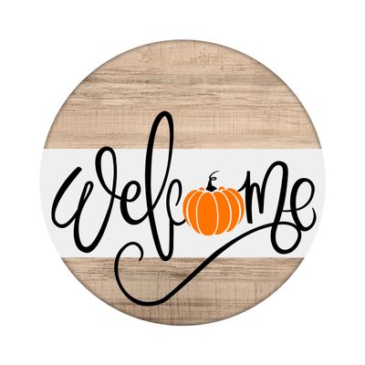 Welcome Pumpkin Round Metal Sign
