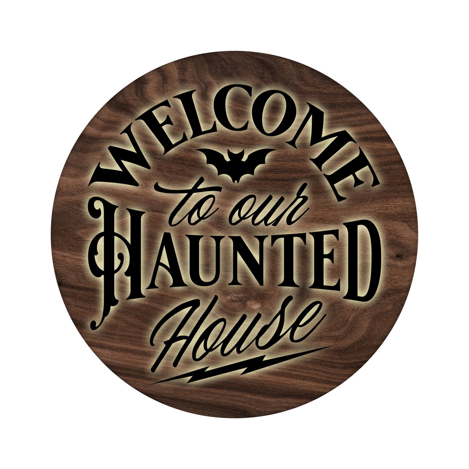 Welcome to our Haunted House Halloween Round Metal Sign