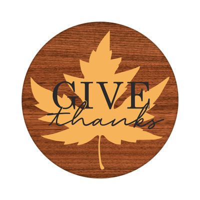 Give Thanks Fall Round Metal Sign