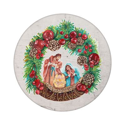 Christmas Nativity Round Metal Sign