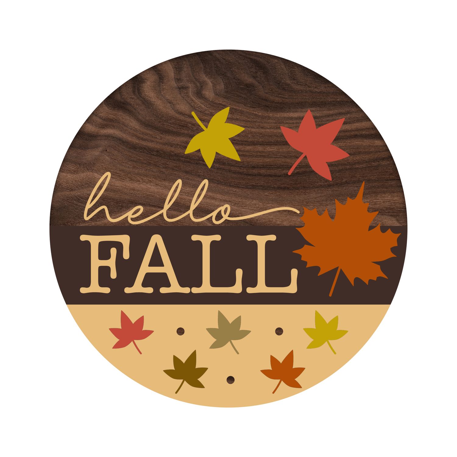 Hello Fall Round Metal Sign