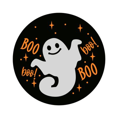 Boo Ghost Halloween Round Metal Sign