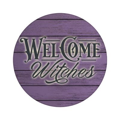 Welcome Witches Halloween Round Metal Sign