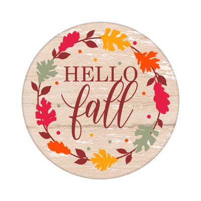 Hello Fall Round Metal Sign